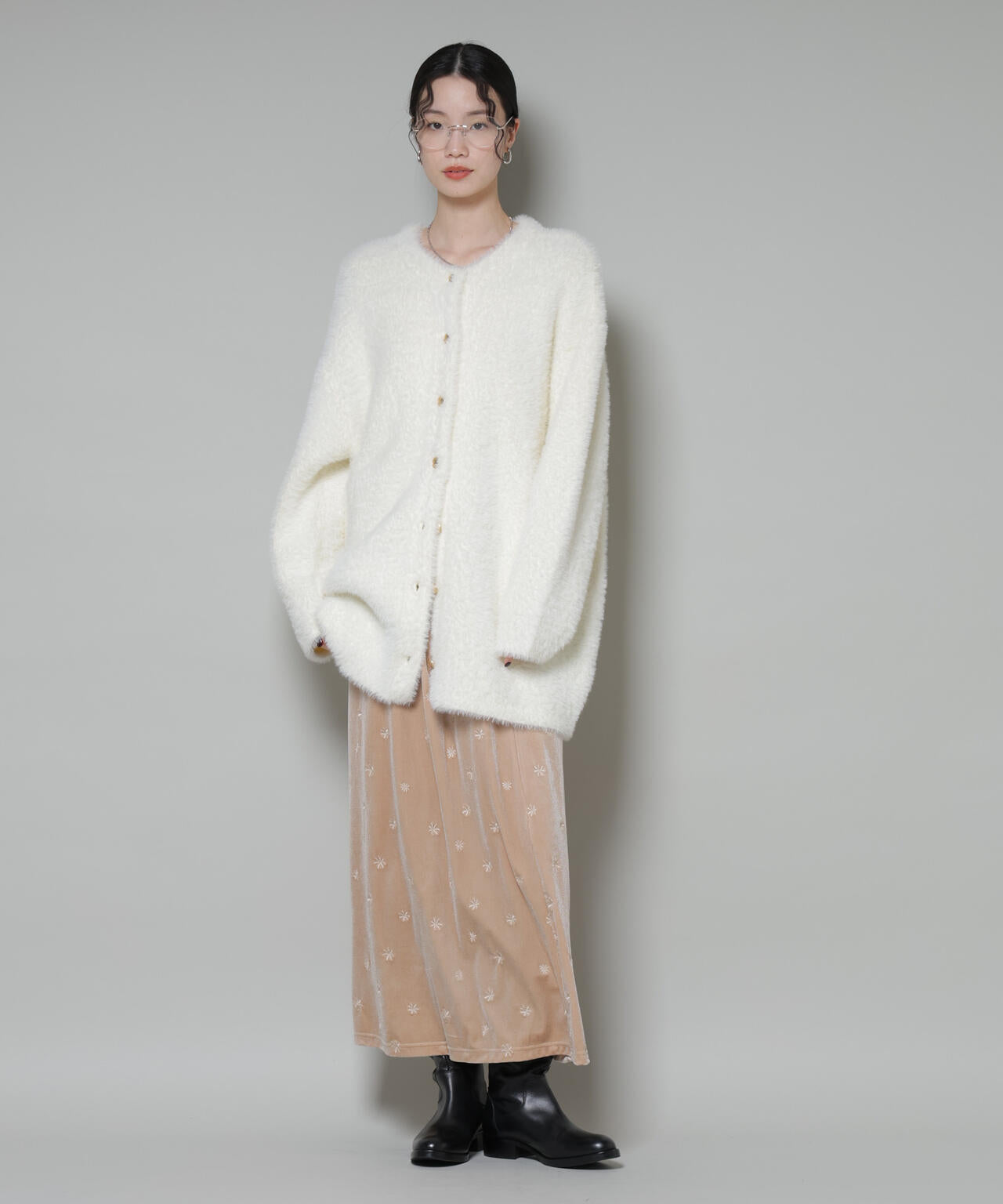 刺繍ベロアカットナロースカート(セットアップ可) 6735230320