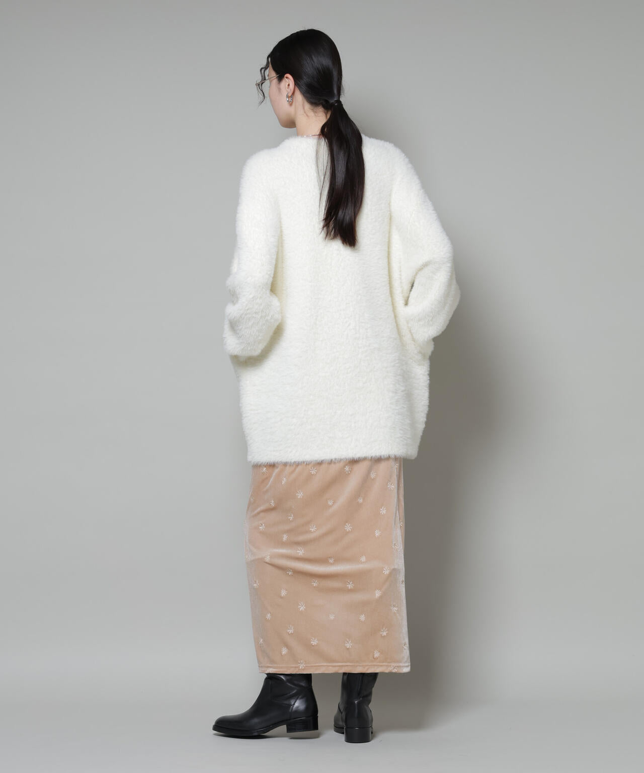 刺繍ベロアカットナロースカート(セットアップ可) 6735230320