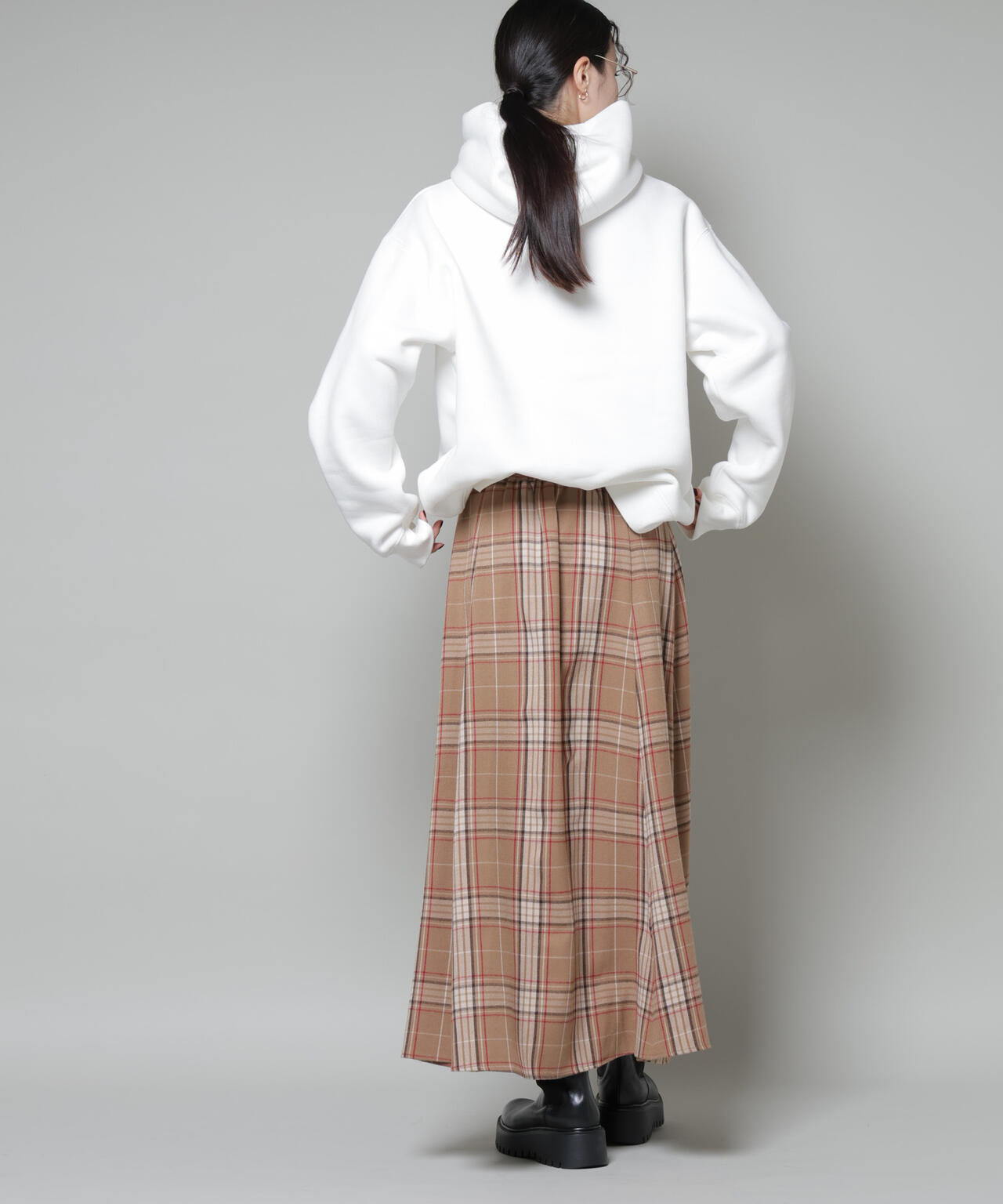 起毛チェックタックフレアスカート 6735230323