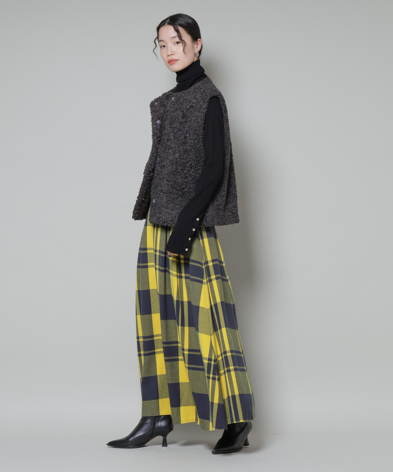 起毛チェックタックフレアスカート 6735230323