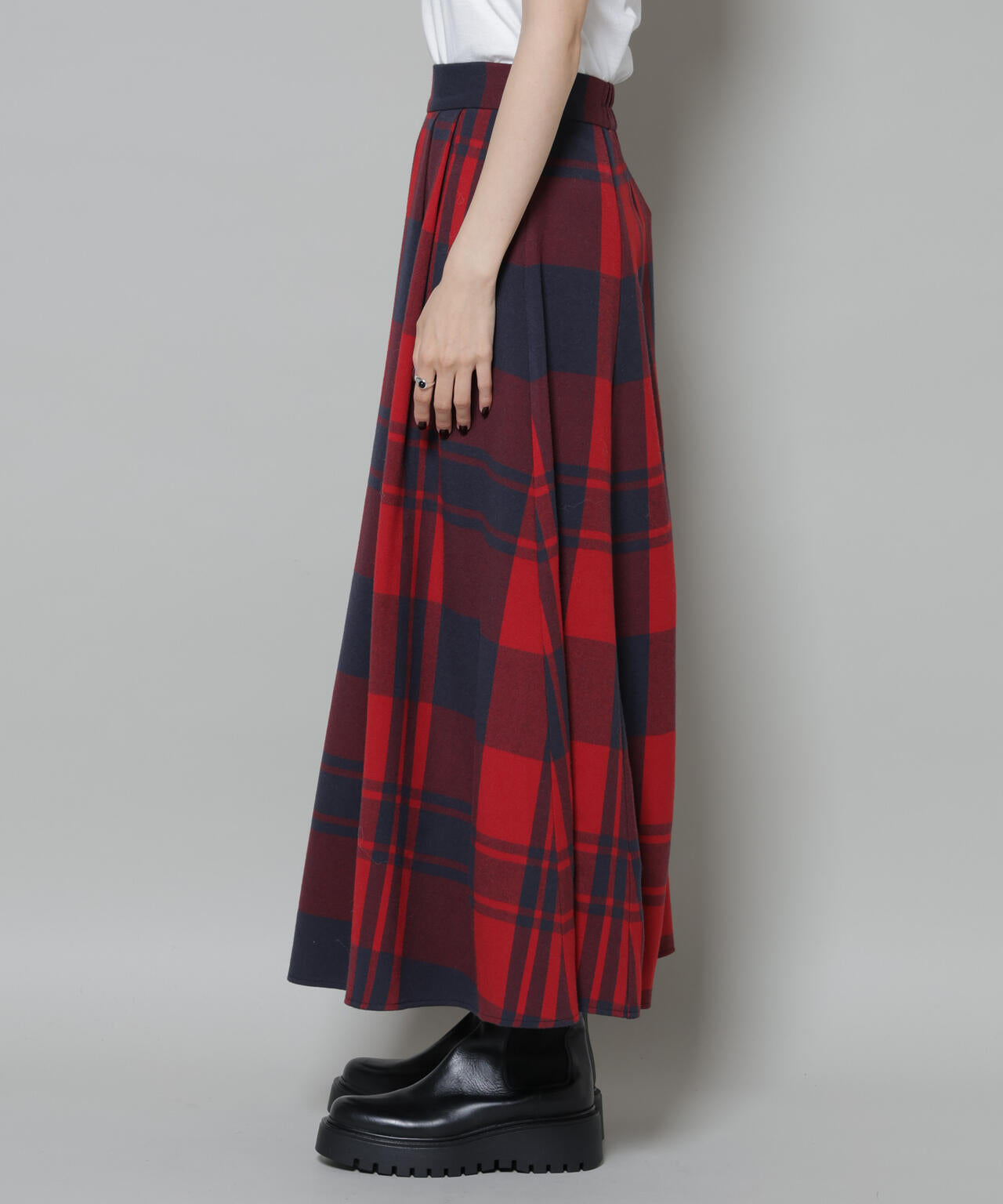 起毛チェックタックフレアスカート 6735230323
