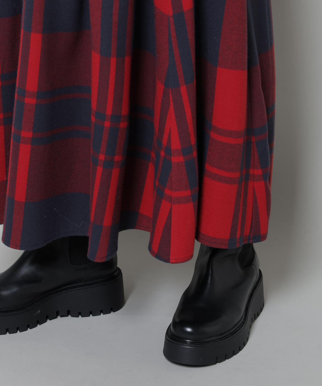 起毛チェックタックフレアスカート 6735230323