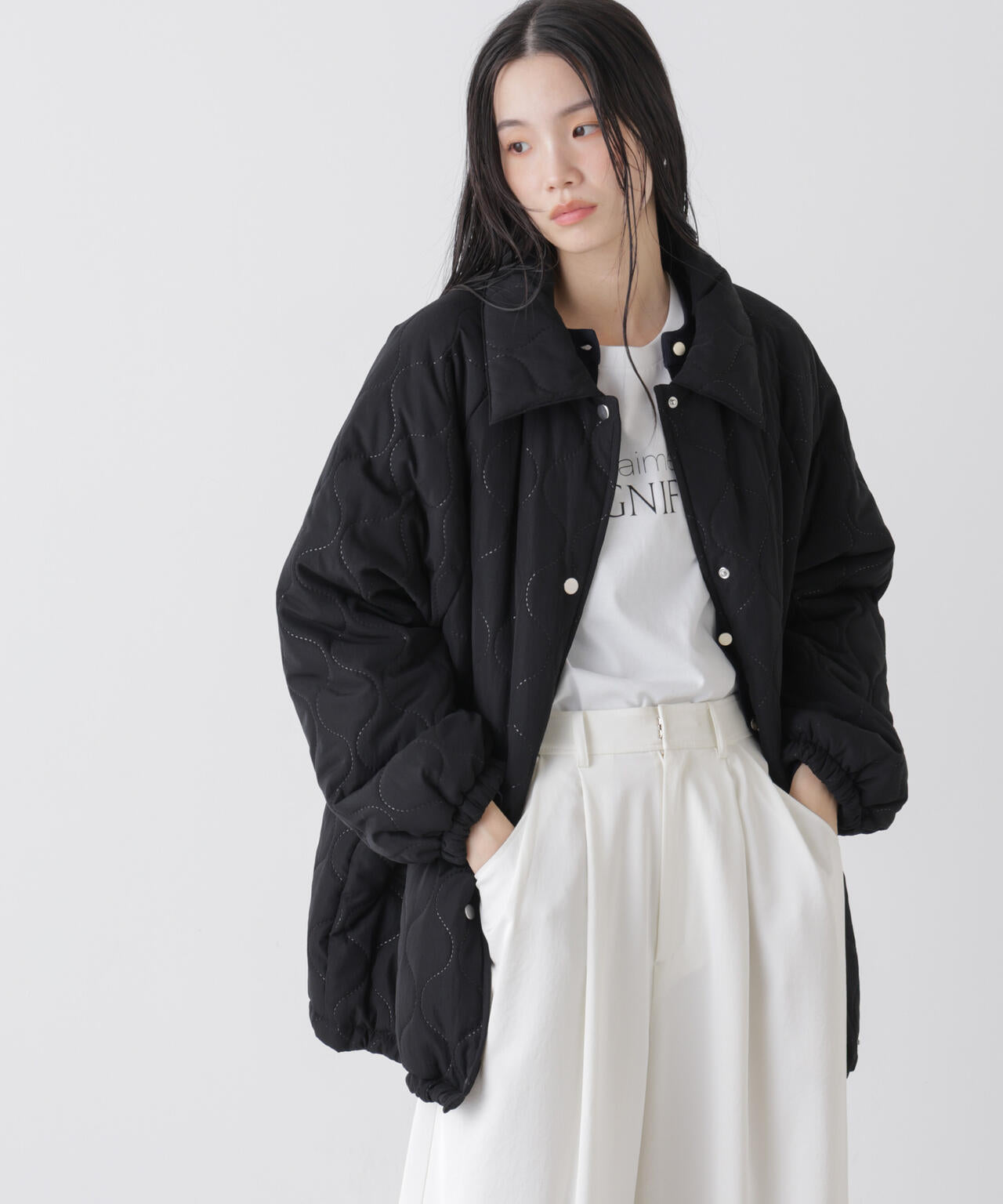 ひょうたんキルトラグランミドルコート