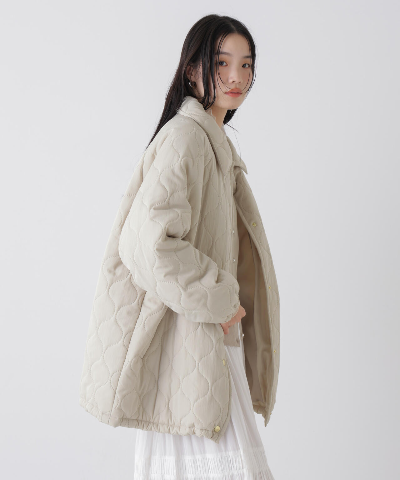 ひょうたんキルトラグランミドルコート 6736111300