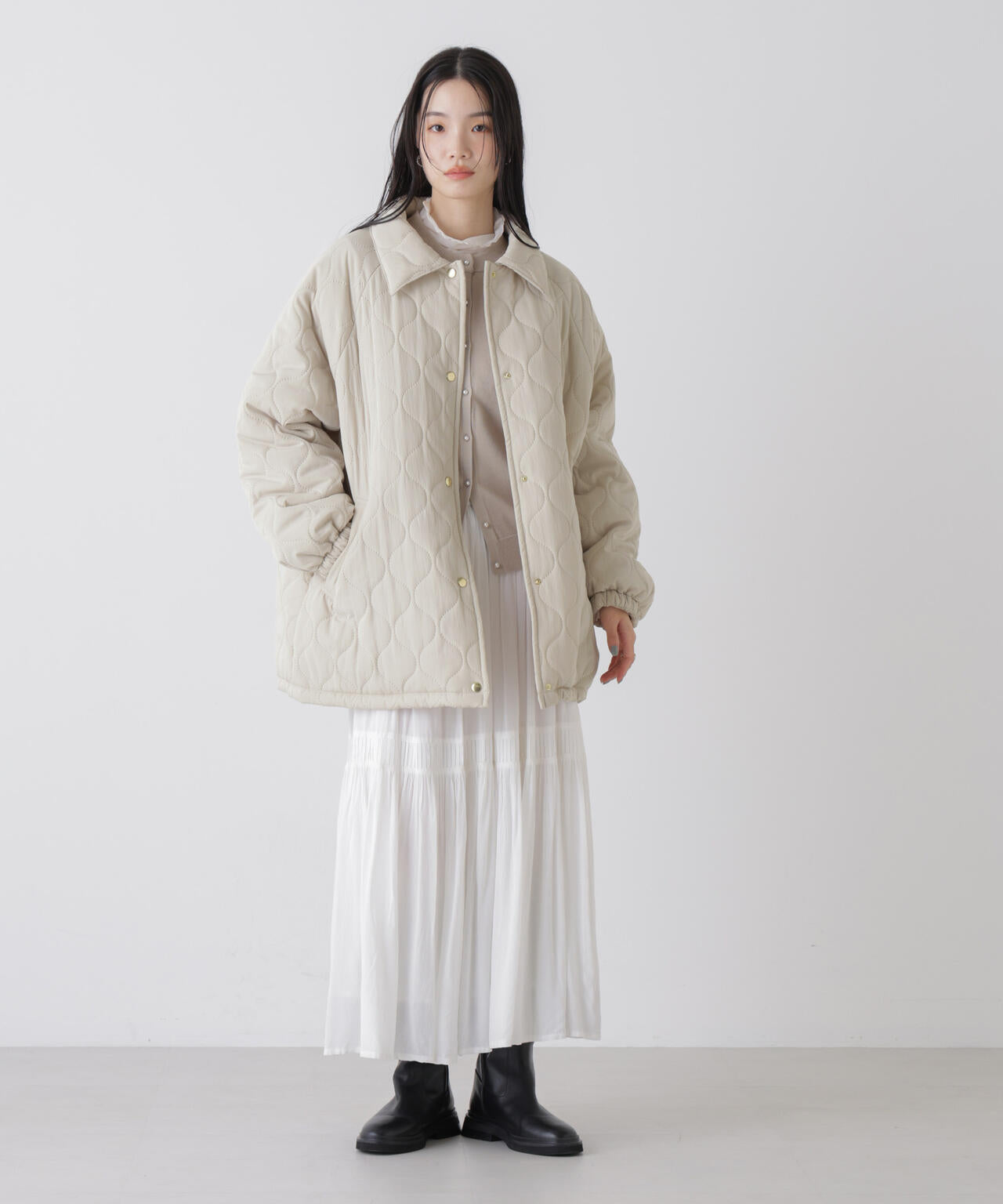 ひょうたんキルトラグランミドルコート 6736111300