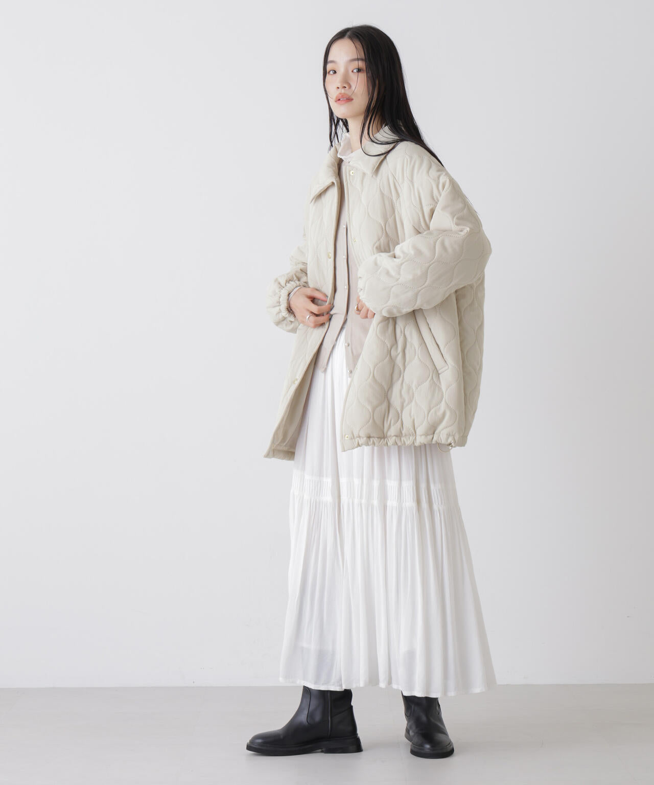 ひょうたんキルトラグランミドルコート 6736111300