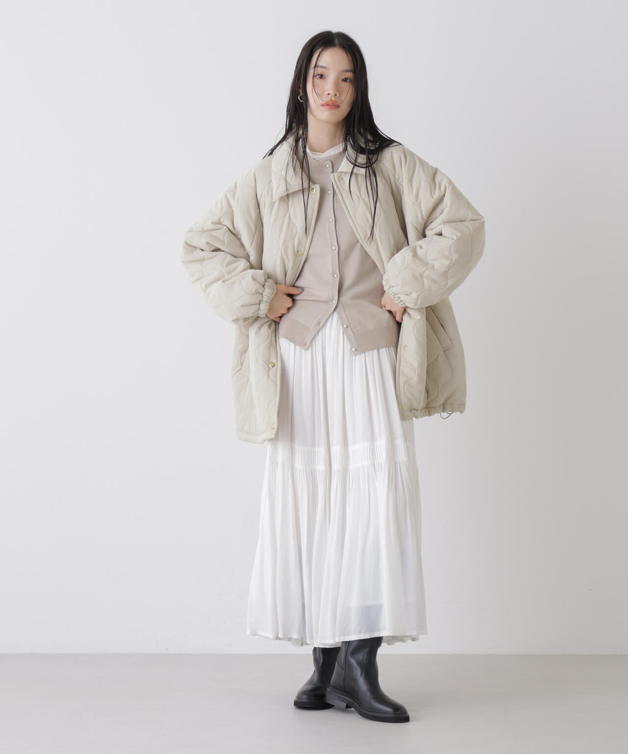 ひょうたんキルトラグランミドルコート 6736111300