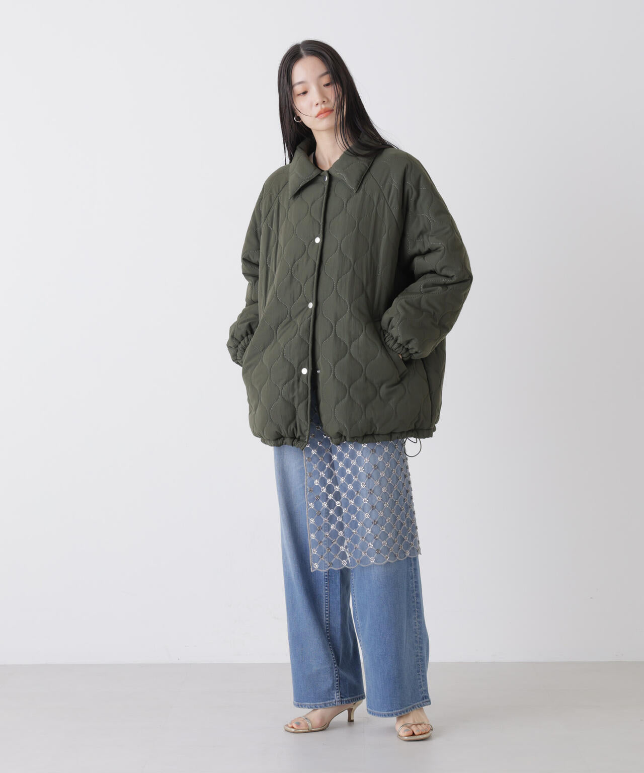 ひょうたんキルトラグランミドルコート 6736111300