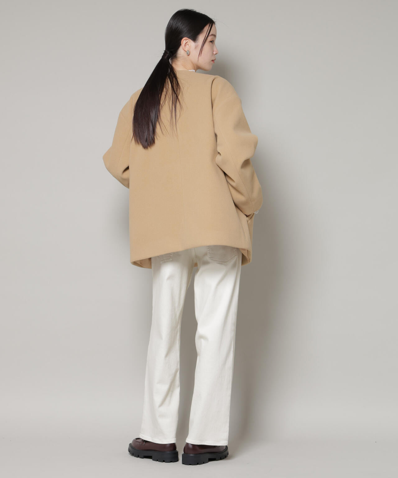 ノーカラーミドルコート 6736111302