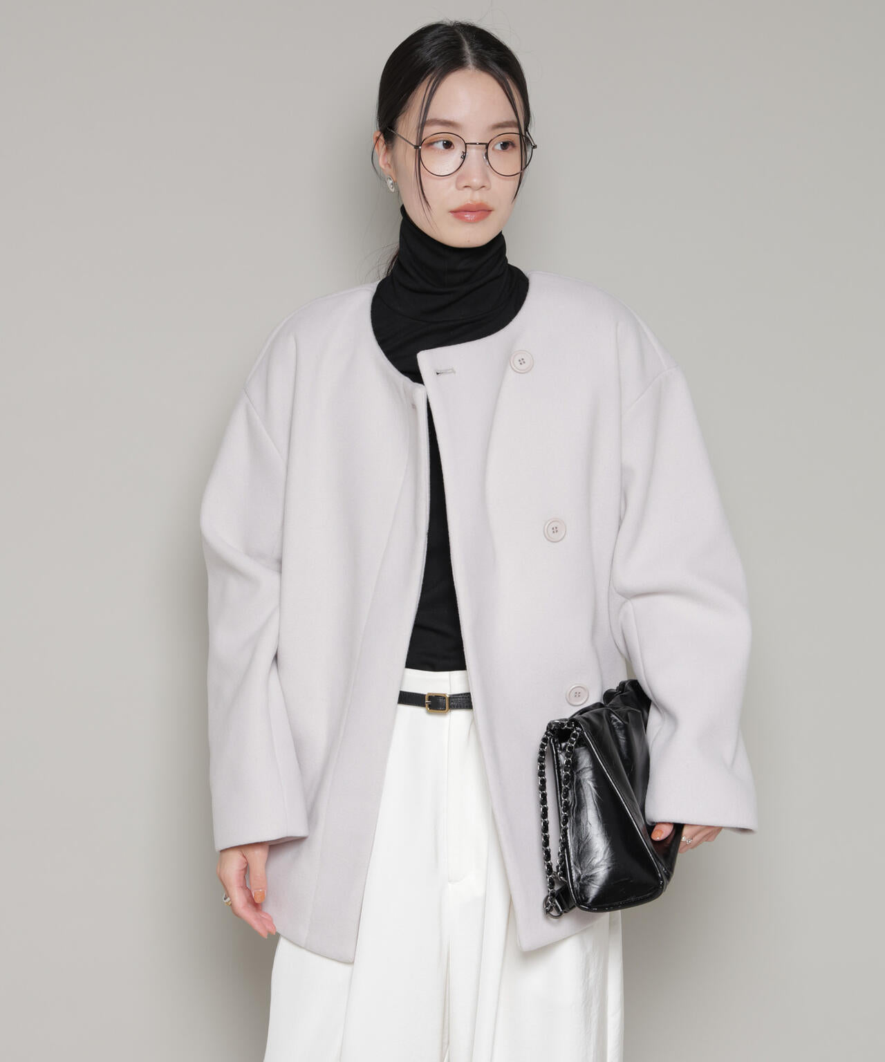 ノーカラーミドルコート 6736111302