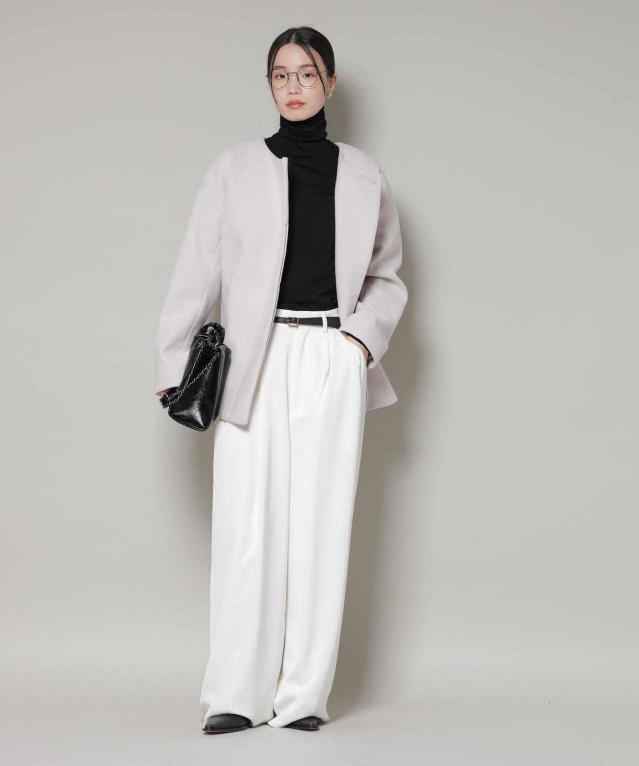 ノーカラーミドルコート 6736111302