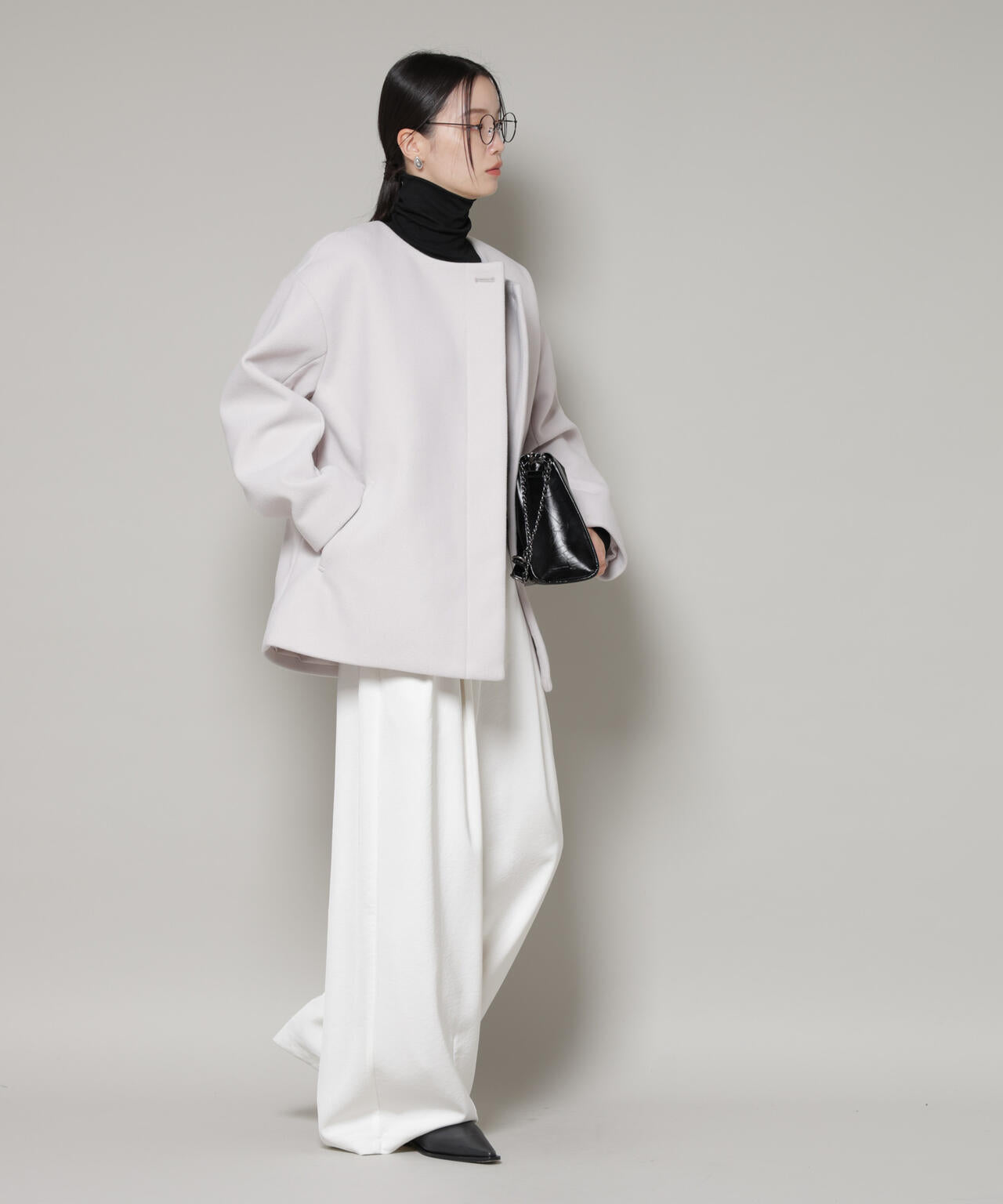 ノーカラーミドルコート 6736111302