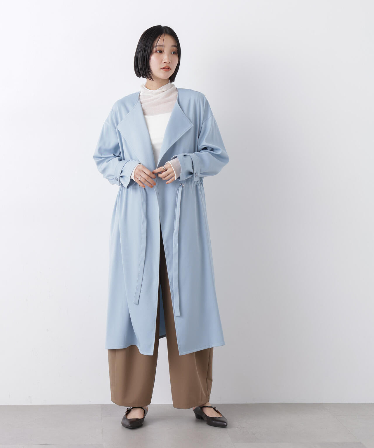 撥水&花粉ガード ドロストノーカラーコート