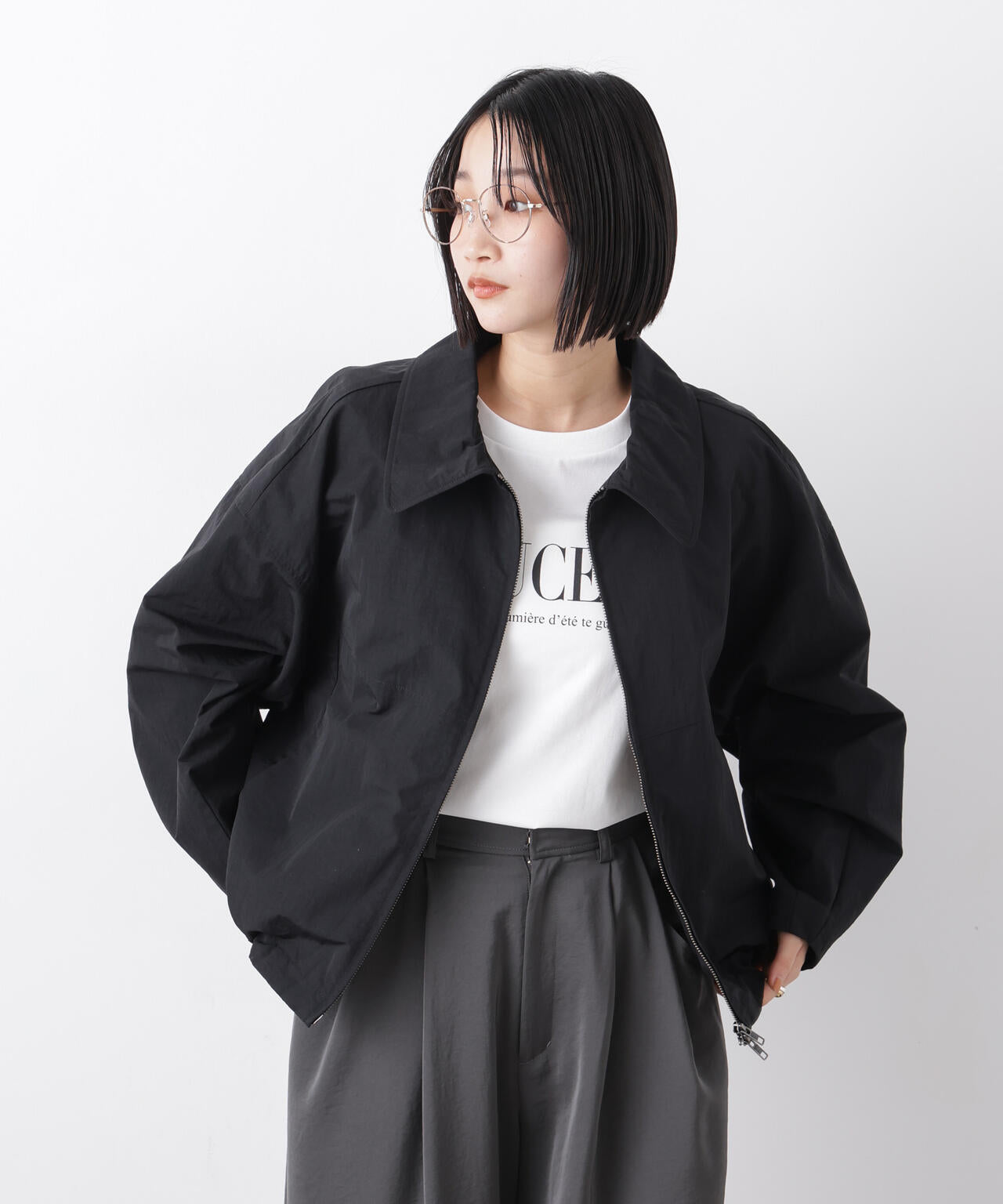 撥水＆花粉ガード コクーンシルエットジップブルゾン 6736112301