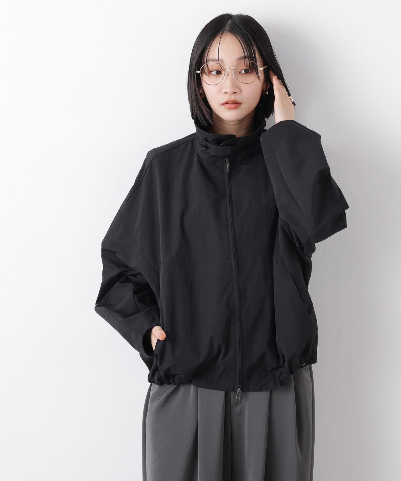 撥水＆花粉ガード コクーンシルエットジップブルゾン 6736112301