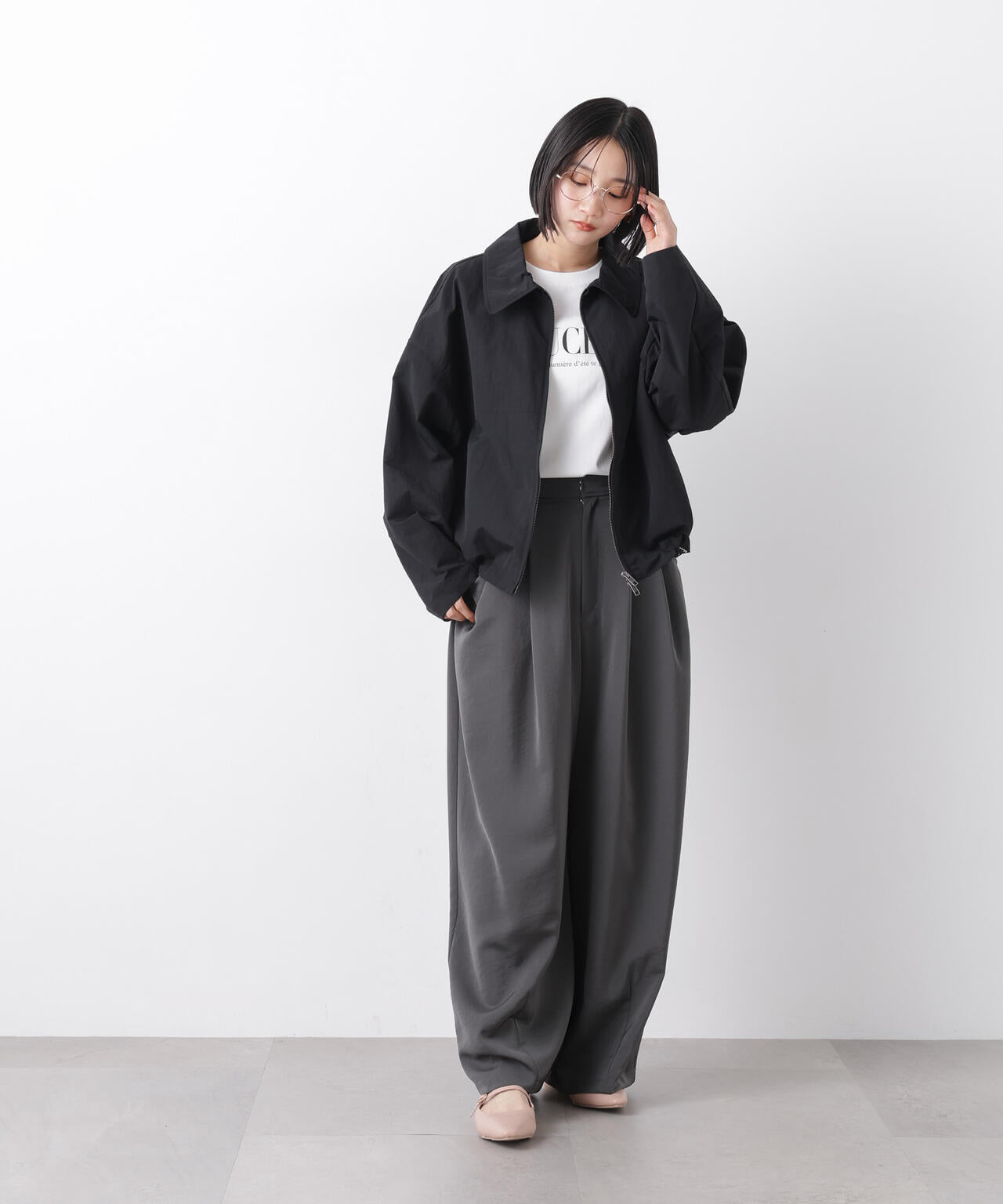 撥水＆花粉ガード コクーンシルエットジップブルゾン 6736112301