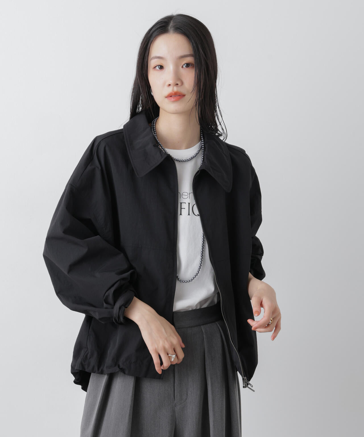 撥水＆花粉ガード コクーンシルエットジップブルゾン 6736112301