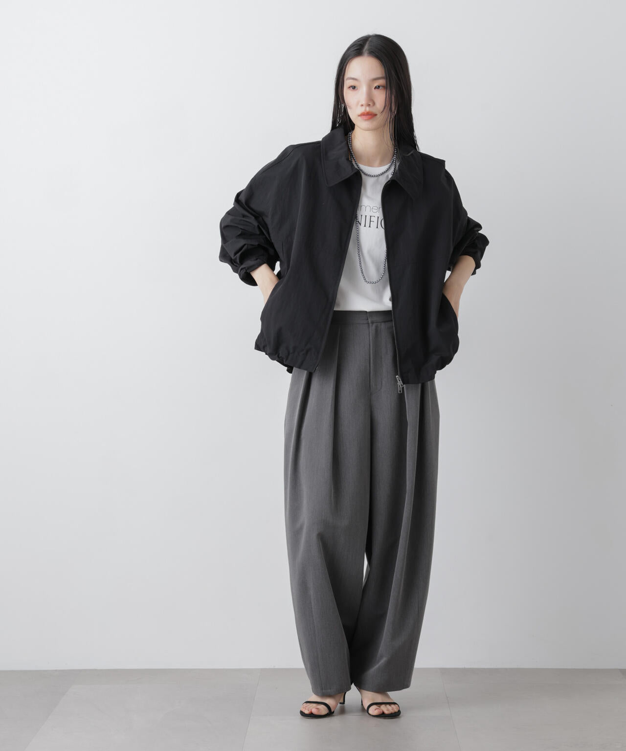 撥水＆花粉ガード コクーンシルエットジップブルゾン 6736112301