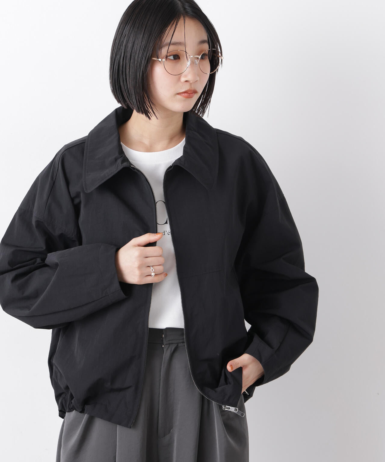 撥水＆花粉ガード コクーンシルエットジップブルゾン 6736112301