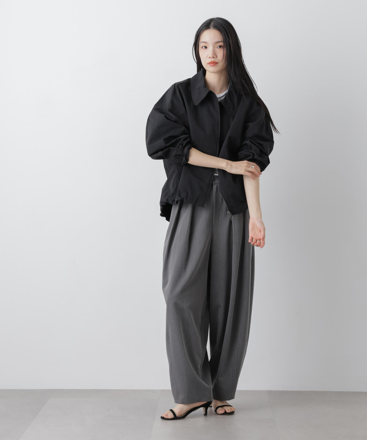 撥水＆花粉ガード コクーンシルエットジップブルゾン 6736112301