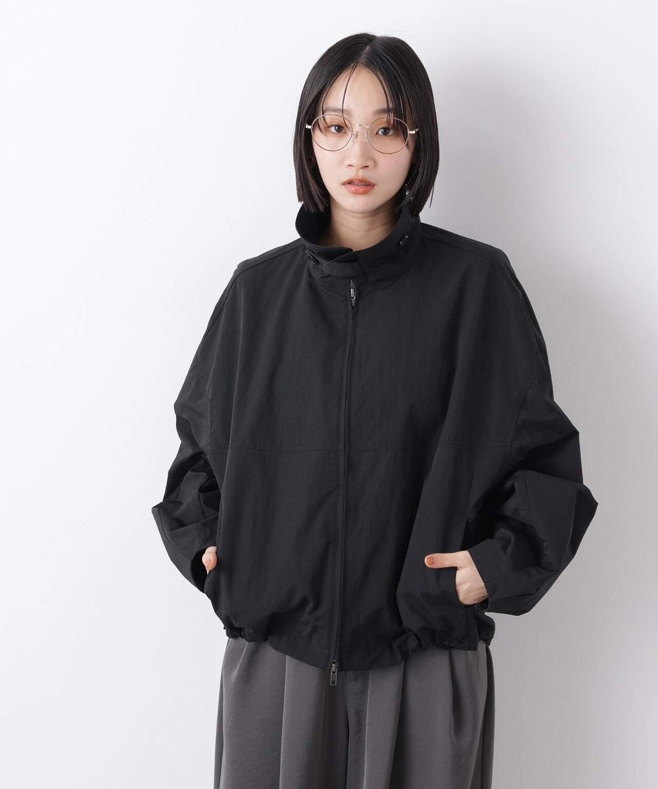 撥水＆花粉ガード コクーンシルエットジップブルゾン
