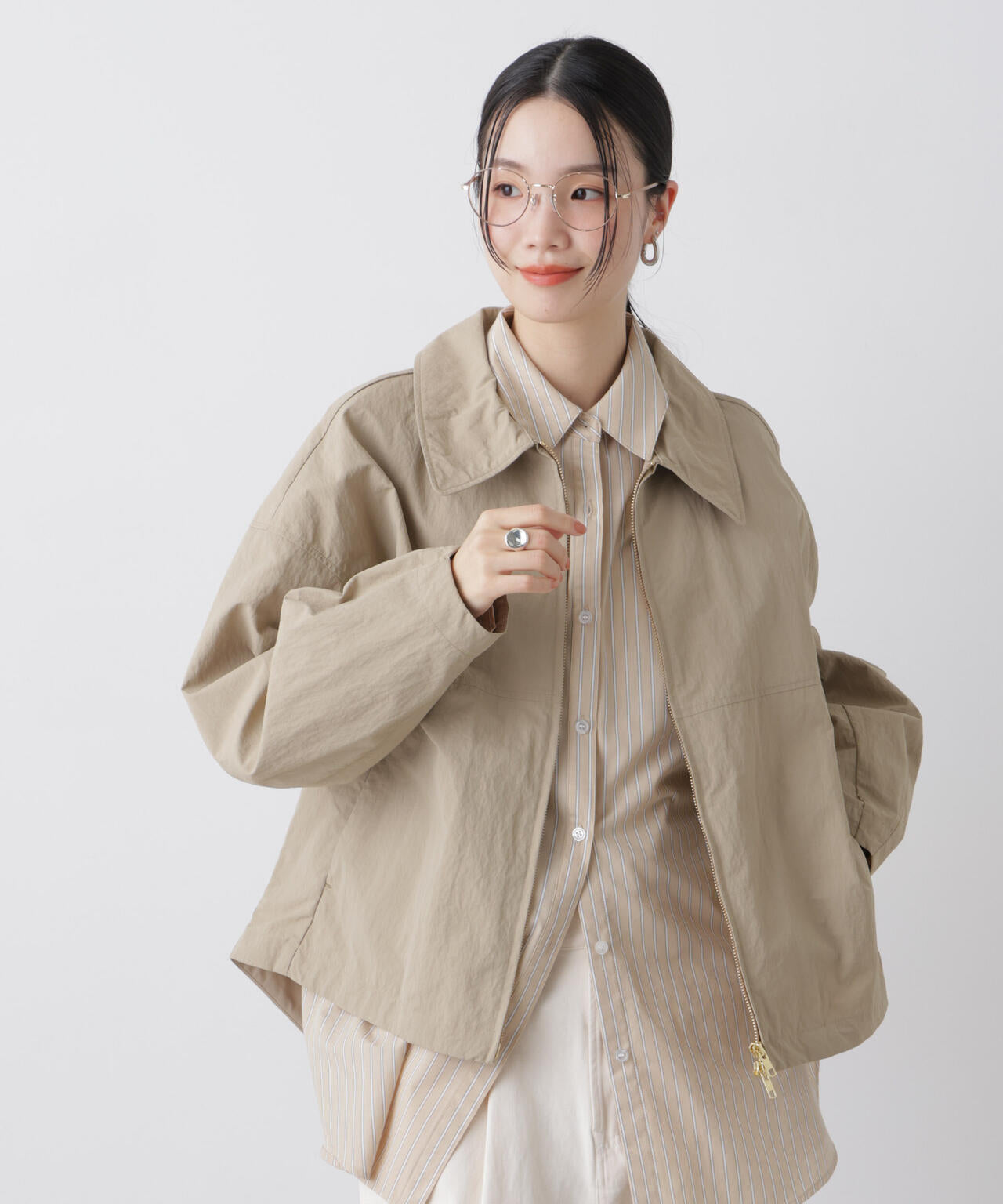 撥水＆花粉ガード コクーンシルエットジップブルゾン 6736112301