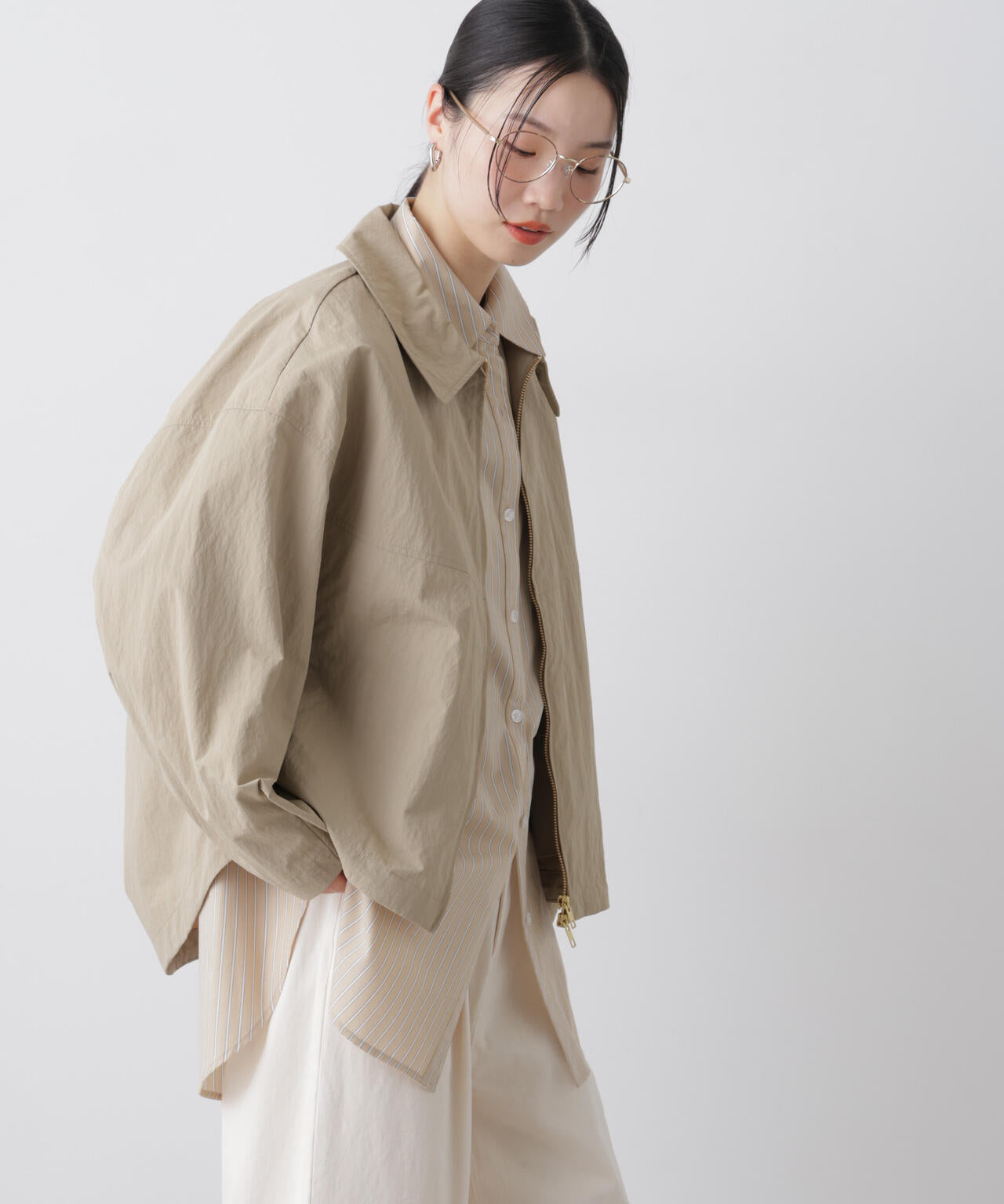 撥水＆花粉ガード コクーンシルエットジップブルゾン 6736112301