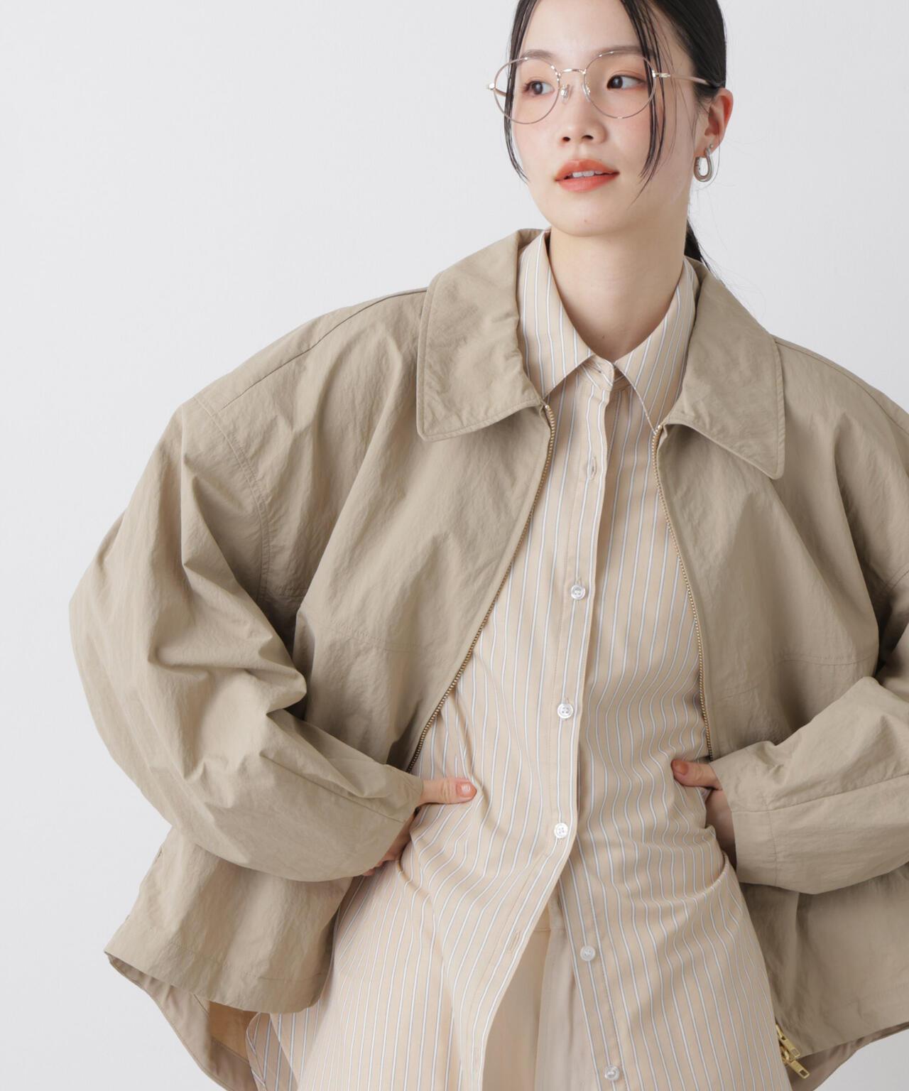 撥水＆花粉ガード コクーンシルエットジップブルゾン 6736112301