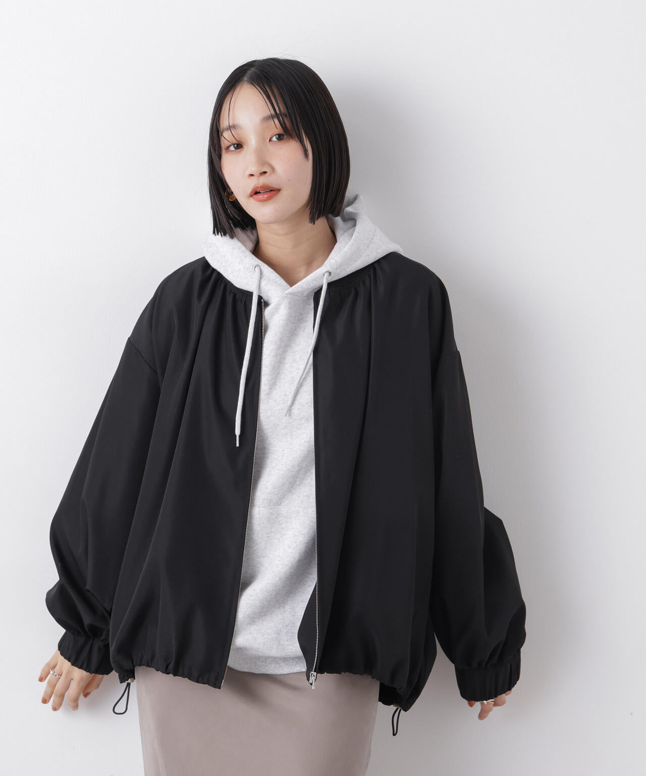 撥水加工 ドロストヘムリブブルゾン