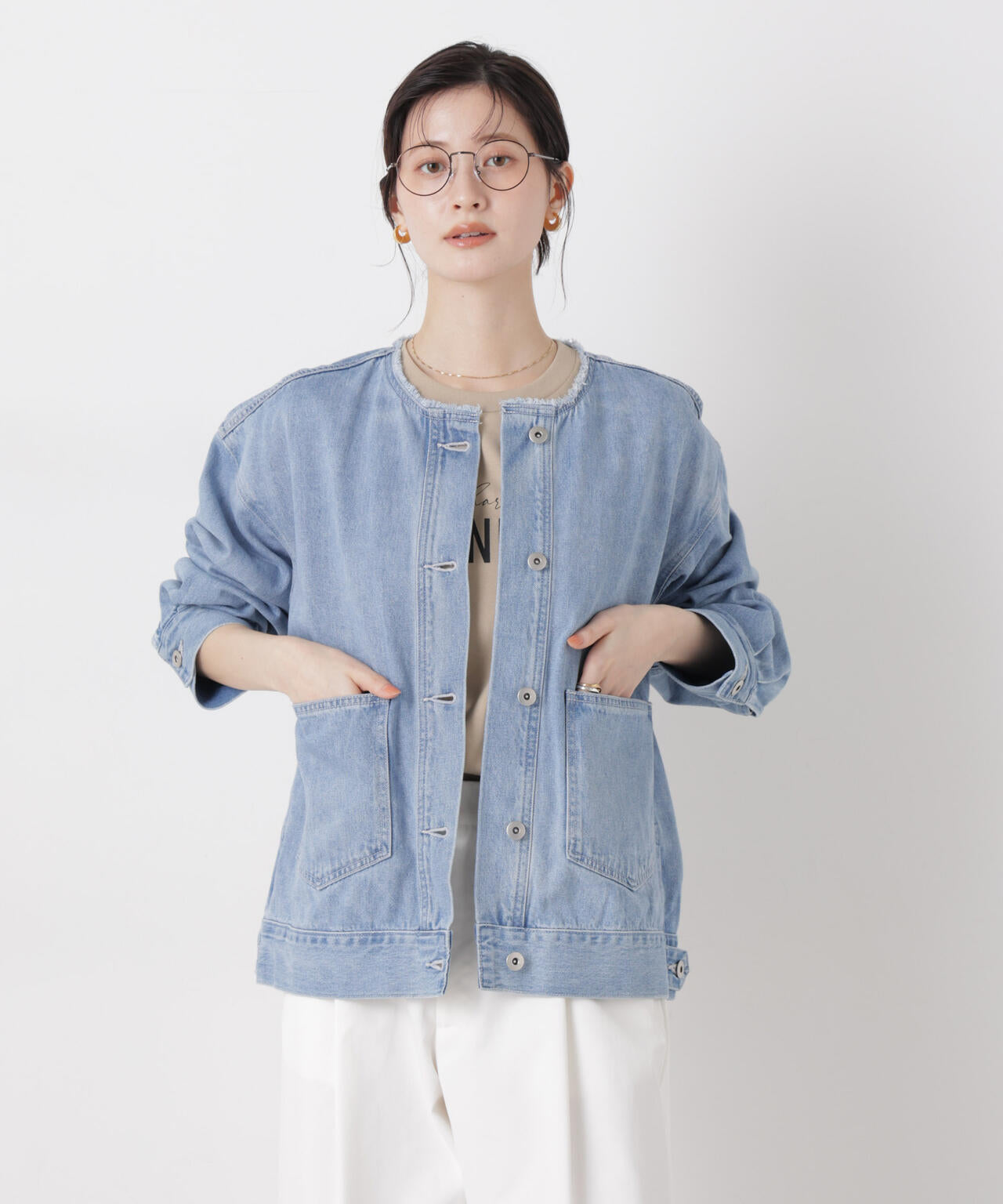 ノーカラーデニムジャケット 6736116301