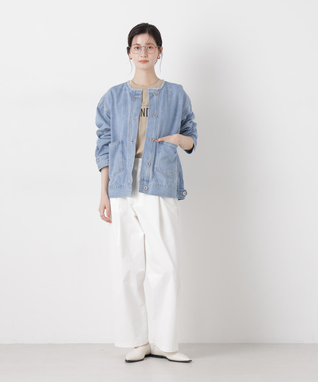 ノーカラーデニムジャケット 6736116301
