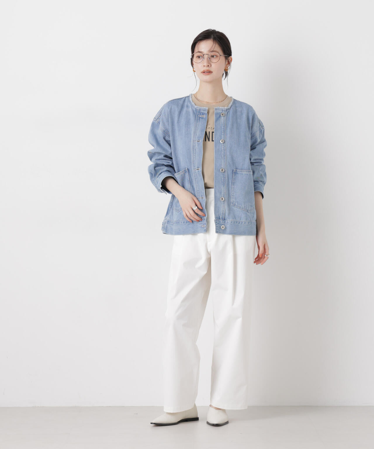 ノーカラーデニムジャケット 6736116301