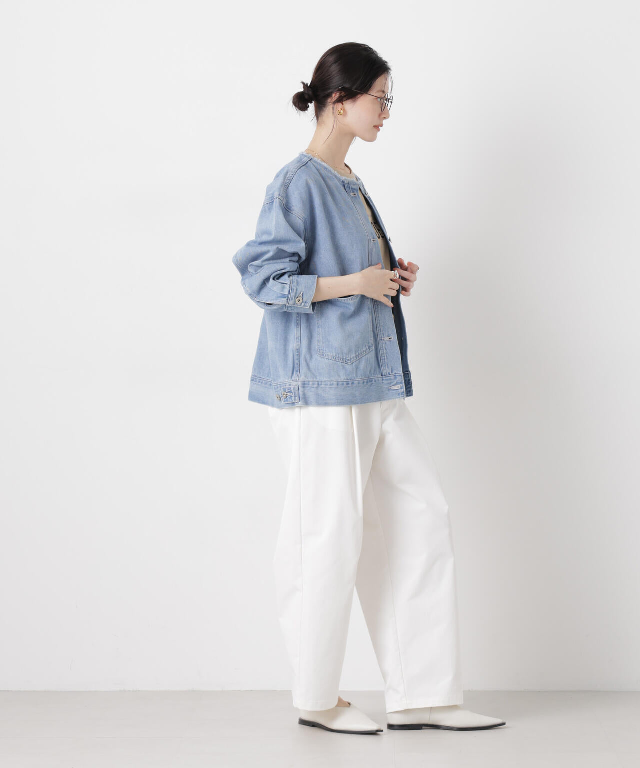 ノーカラーデニムジャケット 6736116301