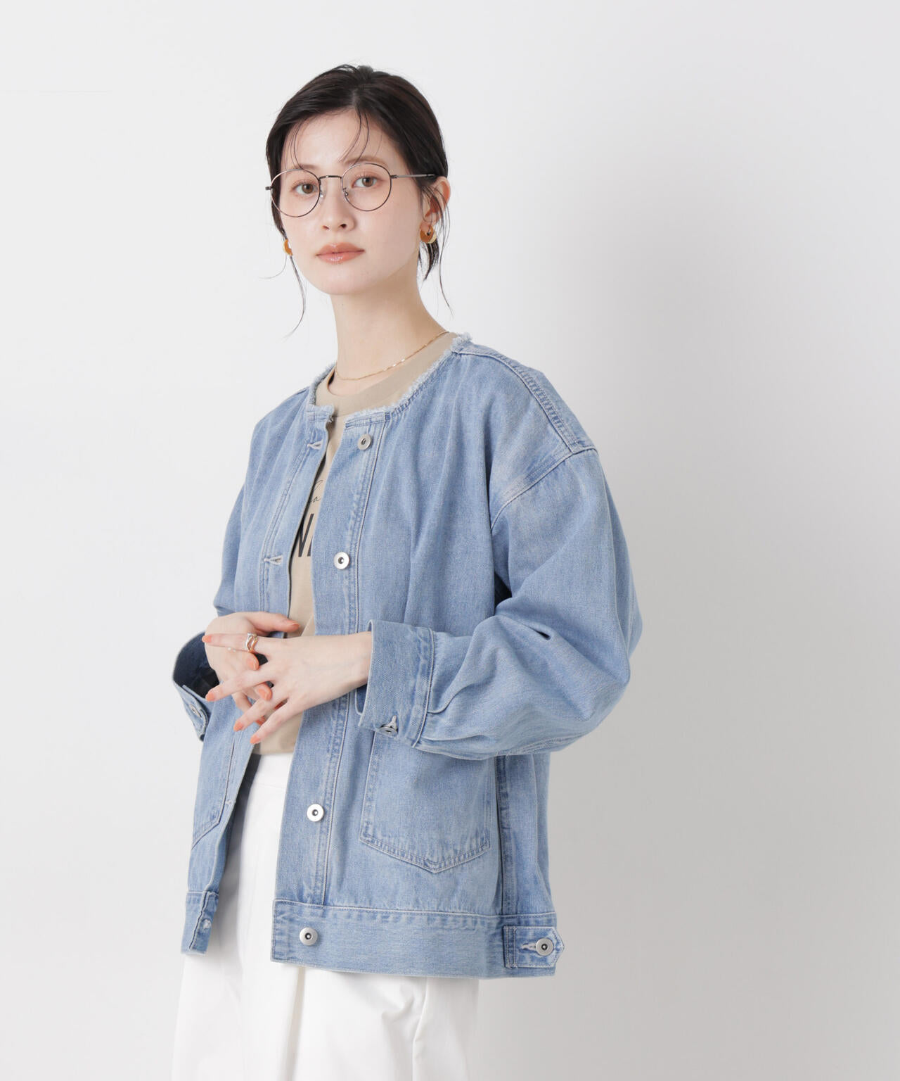 ノーカラーデニムジャケット 6736116301