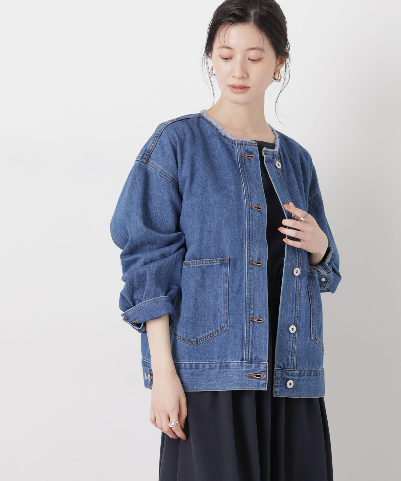 ノーカラーデニムジャケット 6736116301