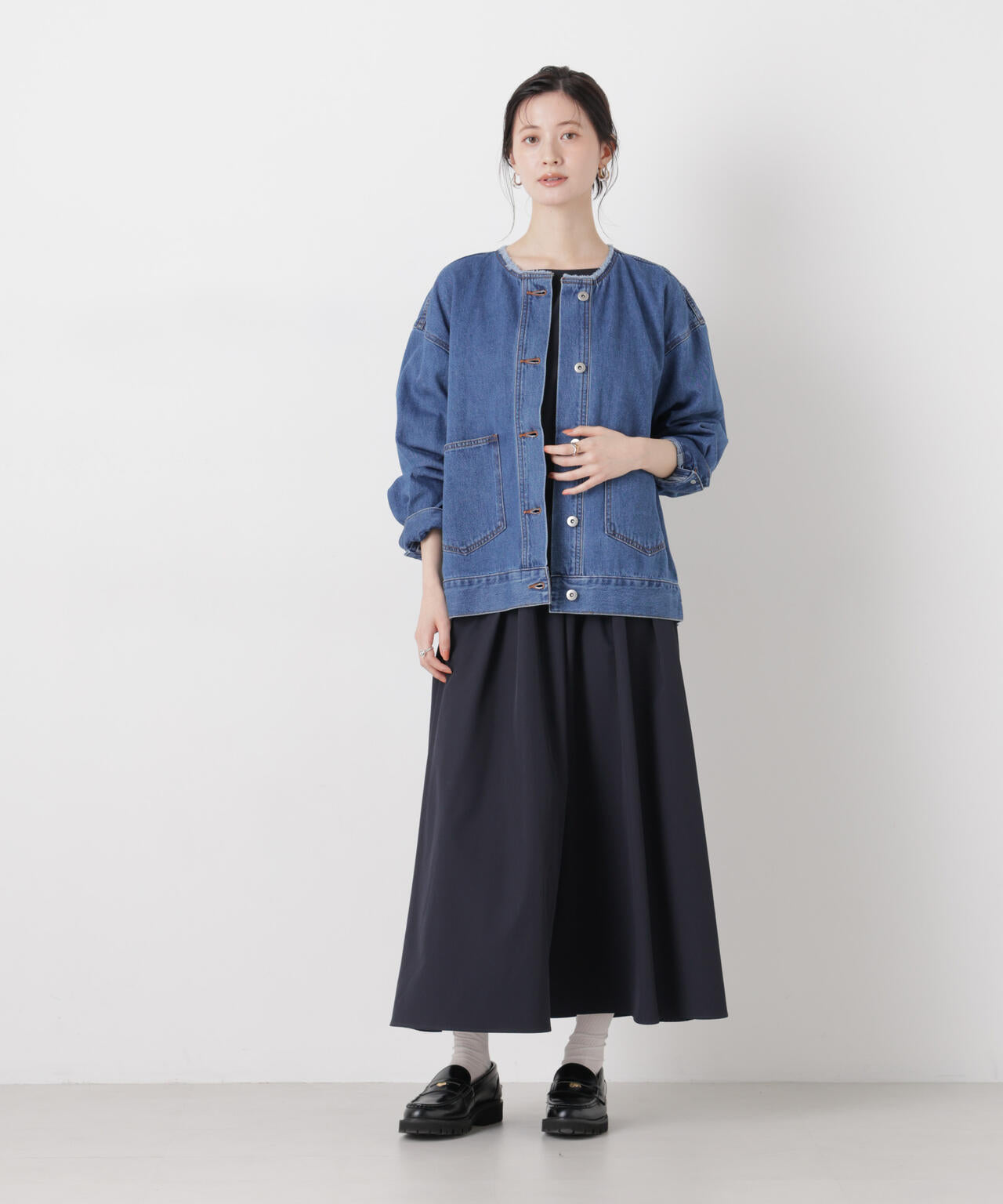 ノーカラーデニムジャケット 6736116301