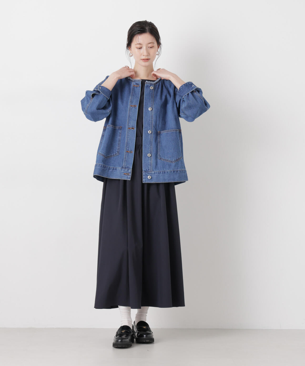 ノーカラーデニムジャケット 6736116301