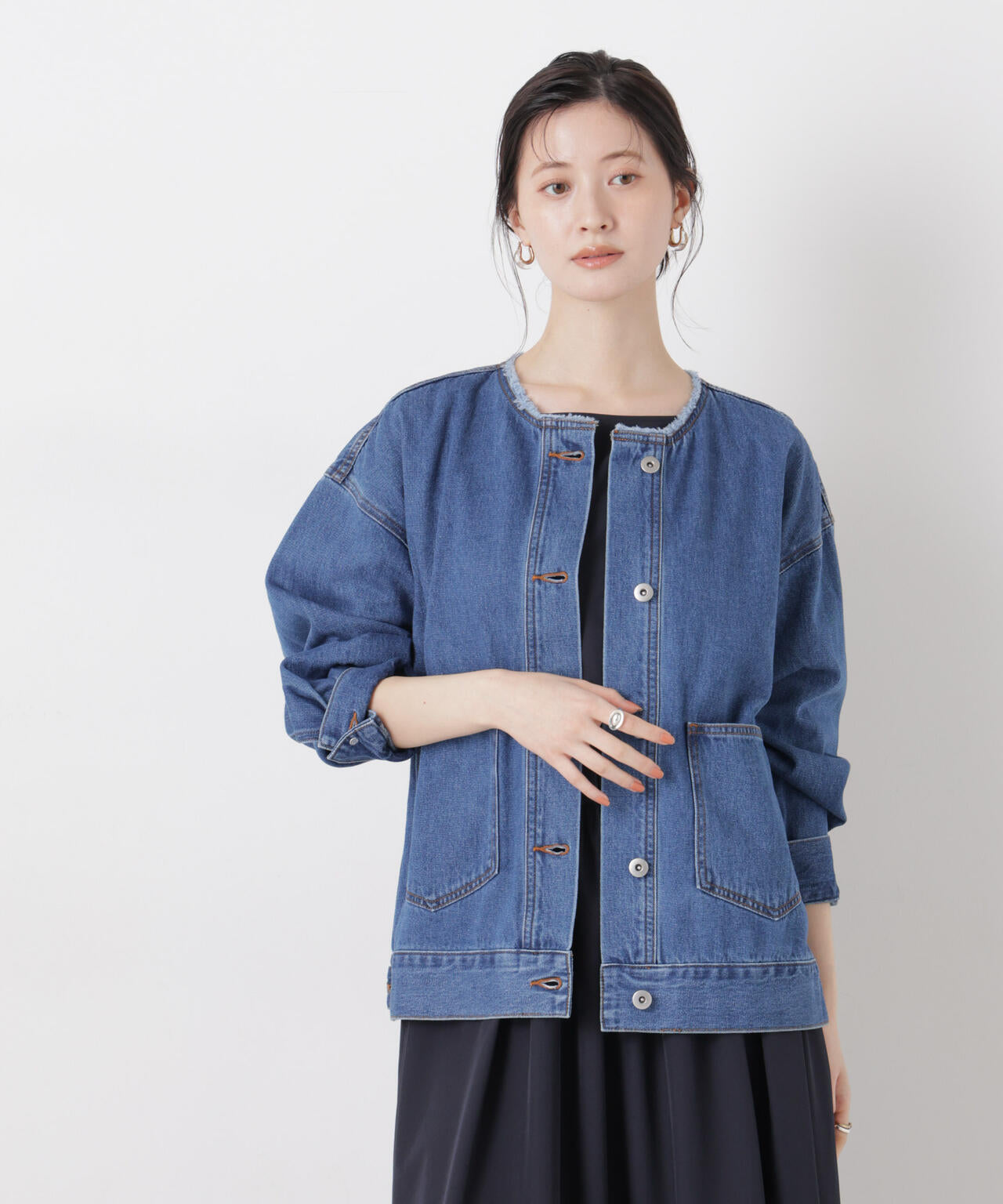 ノーカラーデニムジャケット 6736116301