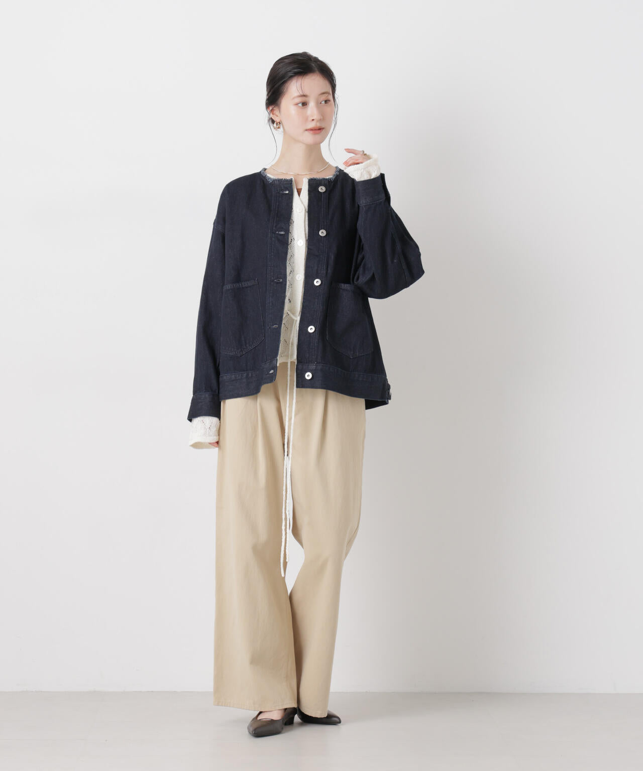 ノーカラーデニムジャケット 6736116301