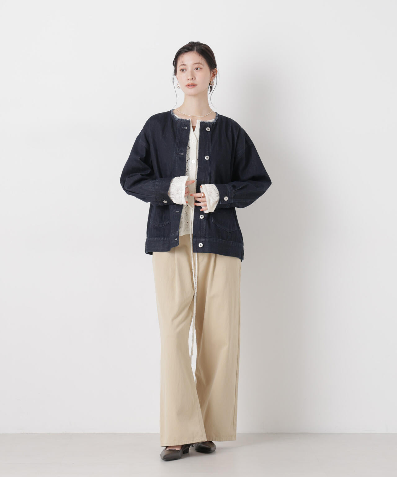 ノーカラーデニムジャケット 6736116301