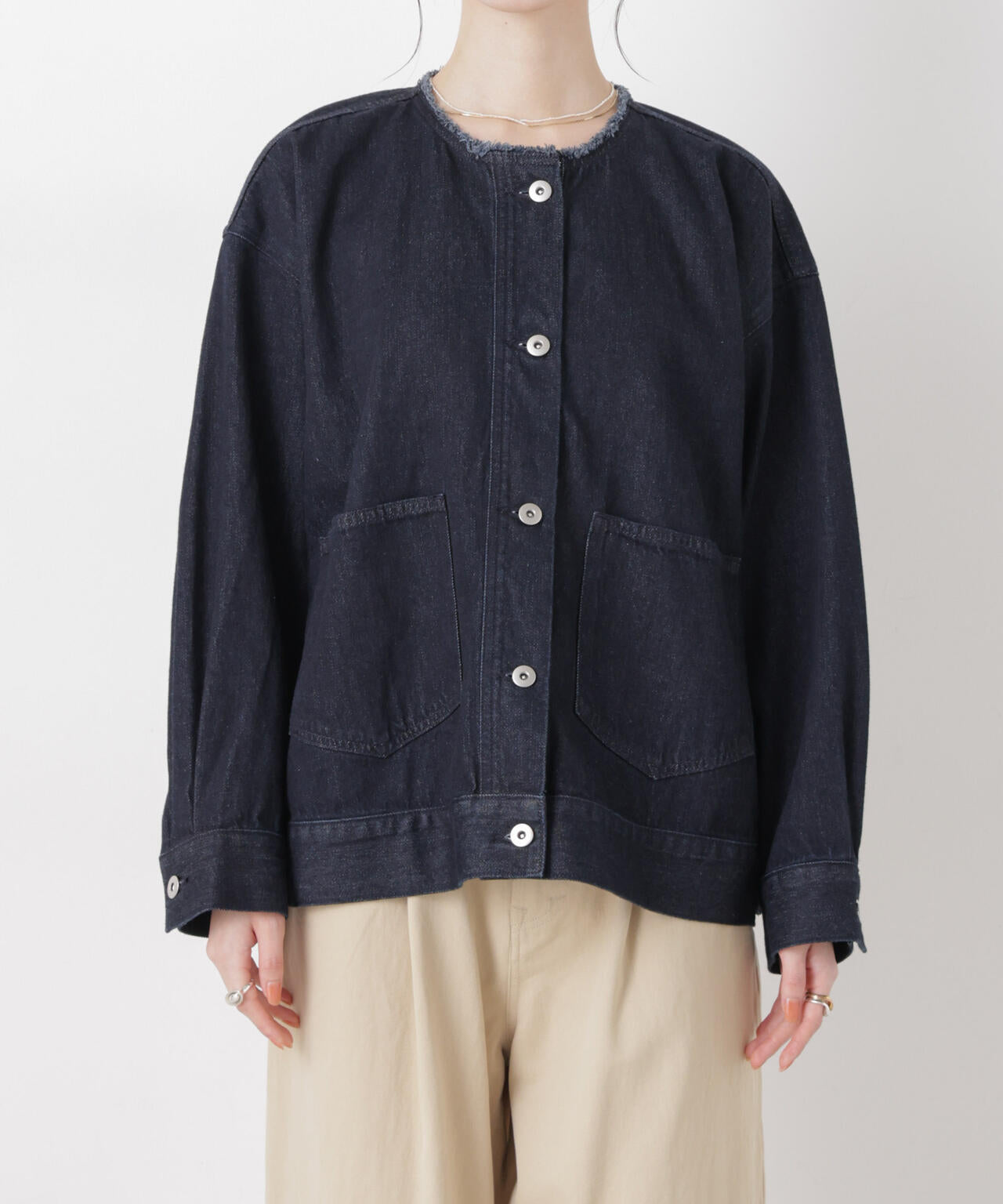 ノーカラーデニムジャケット 6736116301