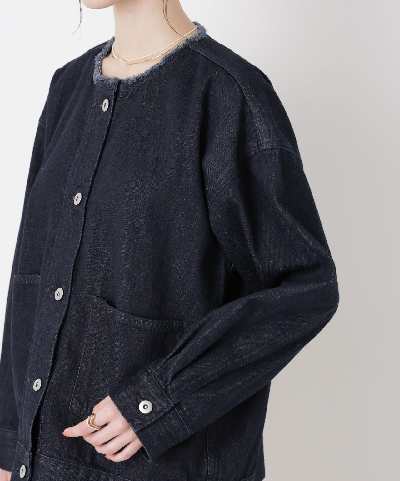 ノーカラーデニムジャケット 6736116301