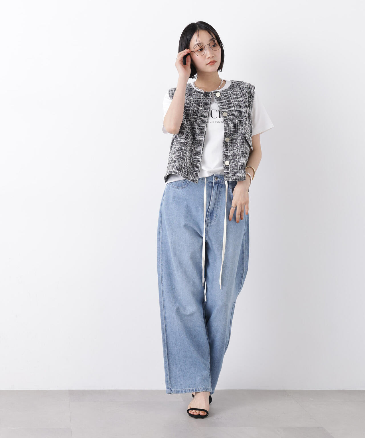 カットツイード金ボタンジレ(セットアップ可) 6736116306