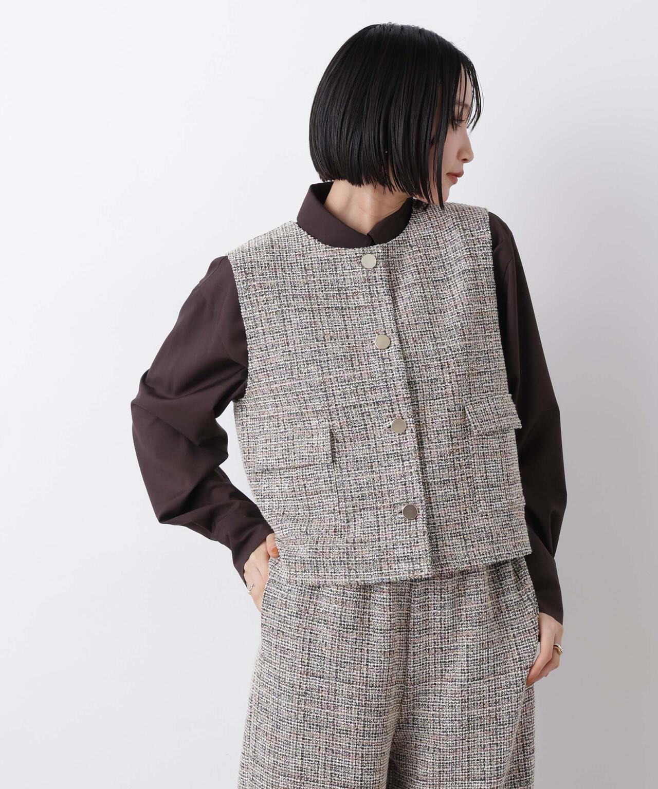 カットツイード金ボタンジレ(セットアップ可) 6736116306