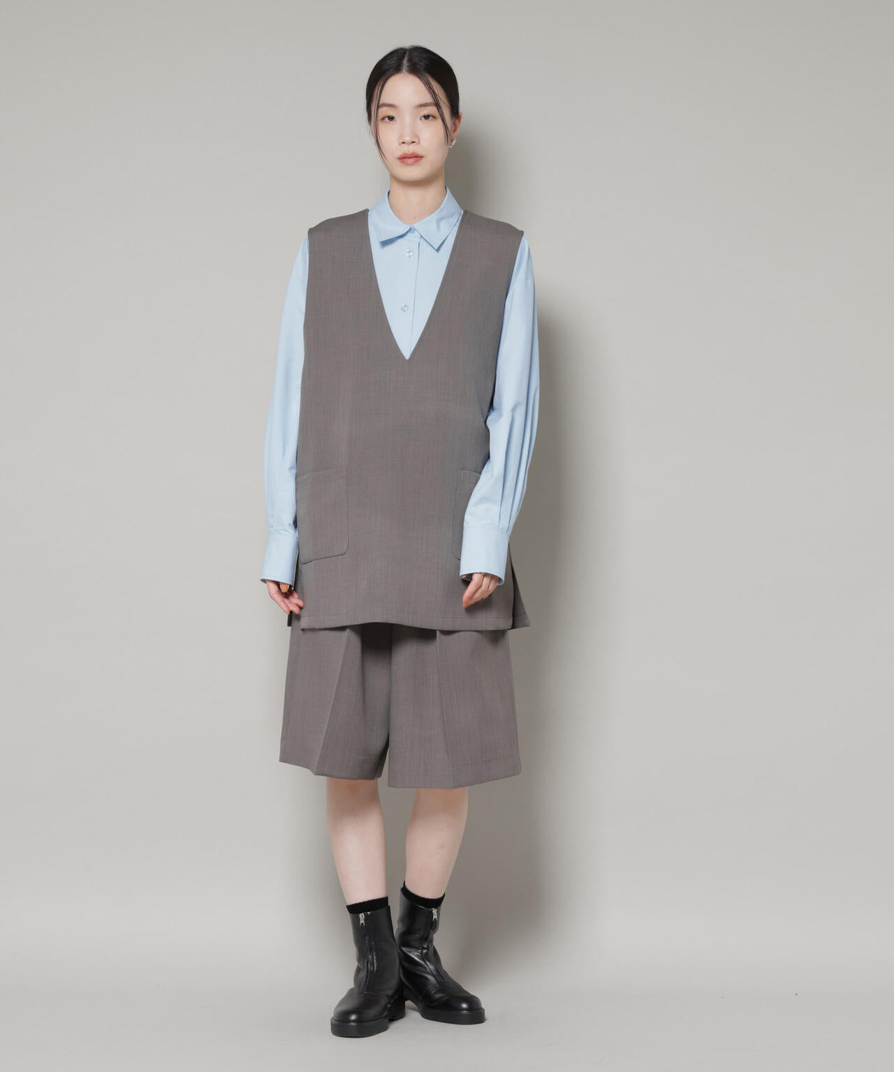 Vネックベスト×ハーフパンツ セットアップ 6736119301