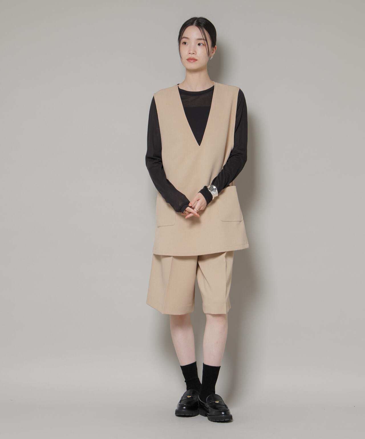Vネックベスト×ハーフパンツ セットアップ 6736119301