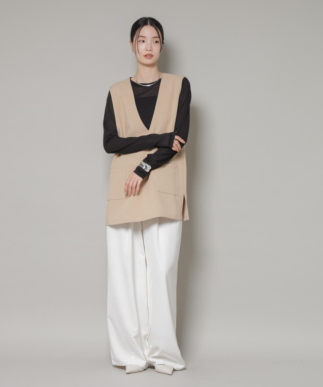 Vネックベスト×ハーフパンツ セットアップ 6736119301