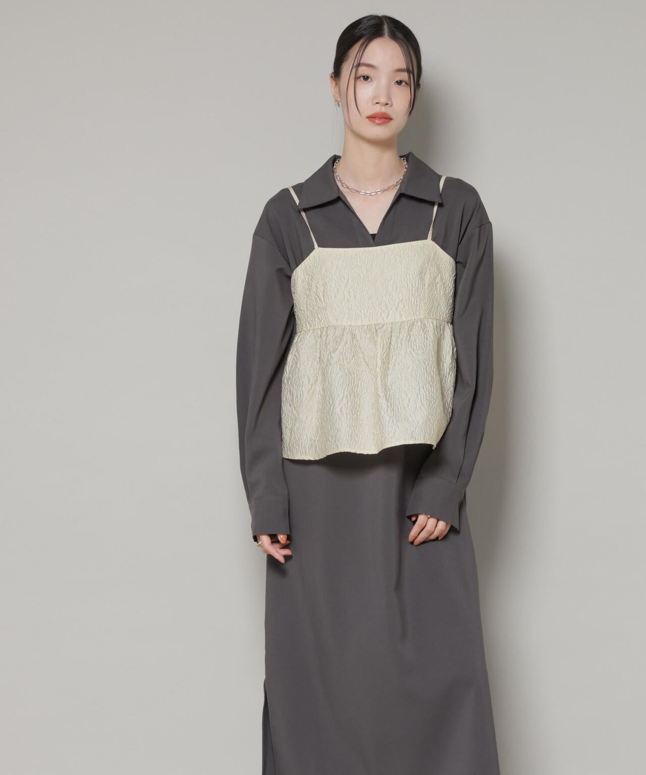 キャミビスチェ×スキッパーワンピース アンサンブルセット 6736119302