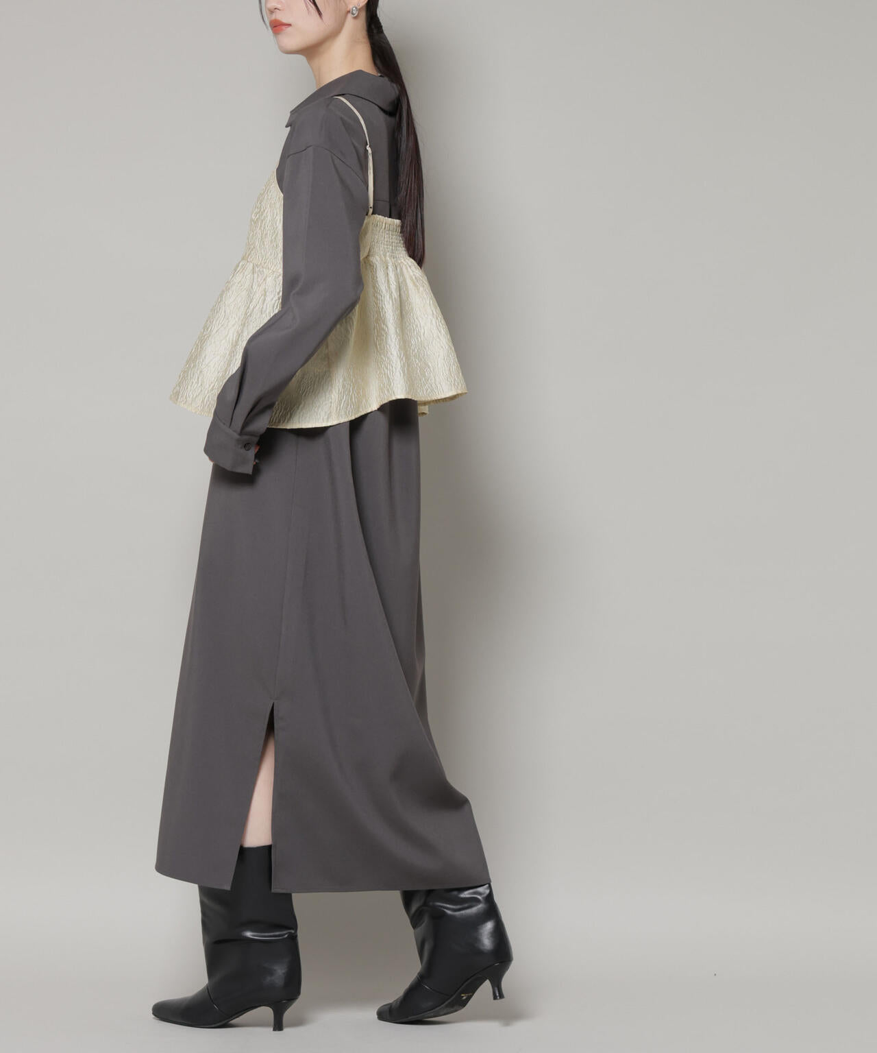 キャミビスチェ×スキッパーワンピース アンサンブルセット 6736119302