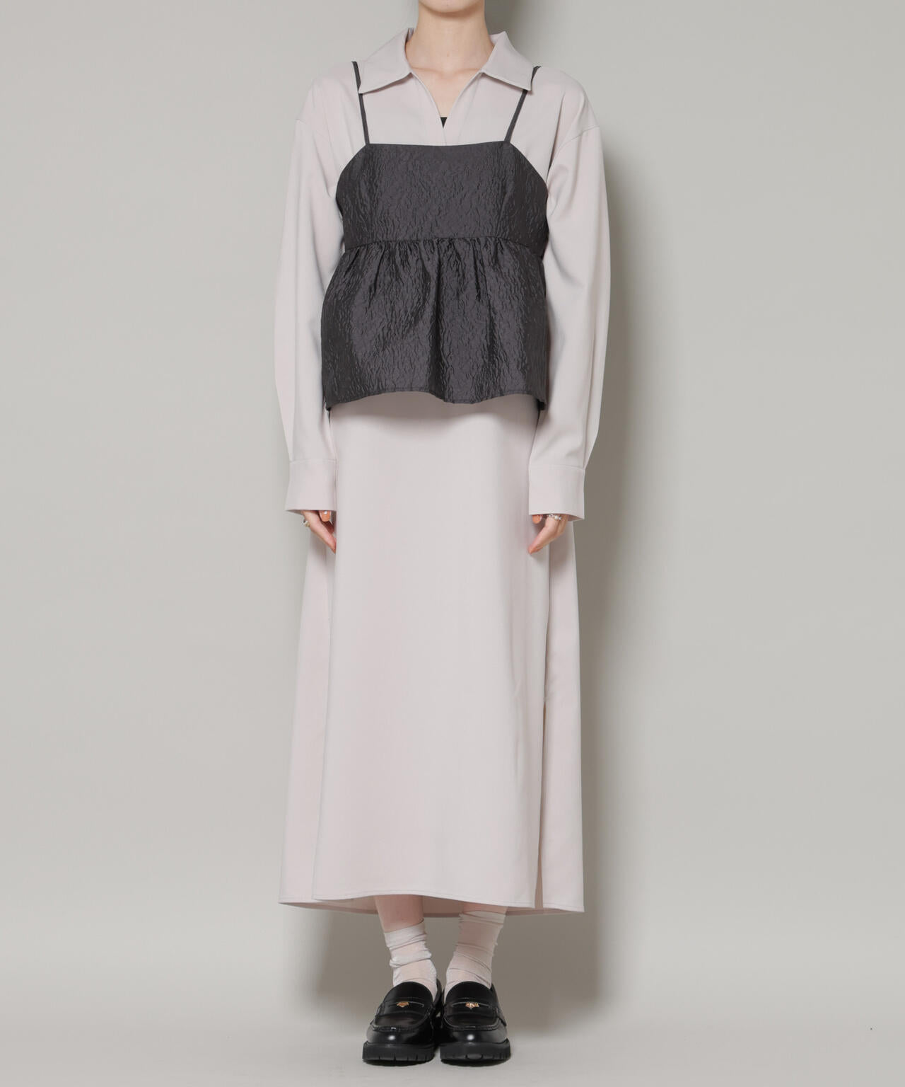 キャミビスチェ×スキッパーワンピース アンサンブルセット 6736119302